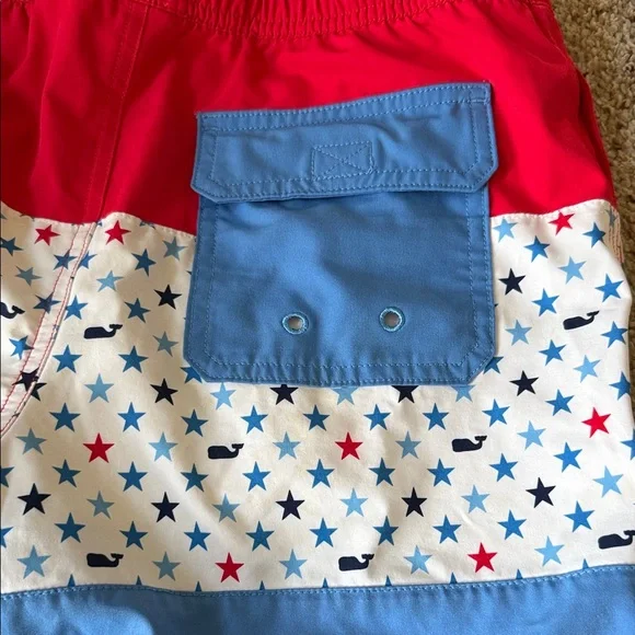 Vineyard Vines Red and Blue Star Swim Shorts Size M 12/14 - Picture 6 of 6